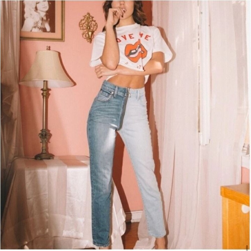 Revice Two-Toned Ying Yang Denim Zipper Jeans
